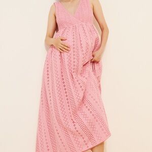 Maison Armory Maternity Sleeveless Eyelet Maxi Dress